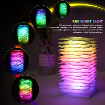 Farebné Nočné Svetlo Pre Spálňa Decor USB Nabíjateľné Nastaviteľné Farebné LED Stolná Lampa S Diaľkovým ovládaním Pre Deti Izba