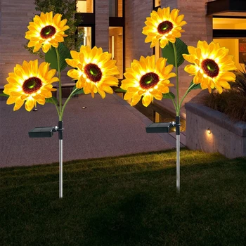 Solárne LED Svetlo Simulácia Slnečnice Svetlá Záhrada Dvore Trávnik Nočné Osvetlenie Krajiny Lampa Domov Dekoratívne Kvetinové Svetlá