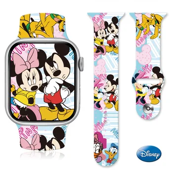 Disney Mickey Minnie Mouse Cartoon Vytlačené Silikónové Popruh Pre Apple Hodinky Kapela S7/6/5/4/3/2/1 SE 38/40/41SM 42/44/45ML Náramok