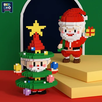 UKBOO MOC Cartoon Santa Claus Vianočný Stromček Děda Model Mirco Stavebné Bloky Mini Tehly Vianočný Darček Pre Deti Hračky pre Deti