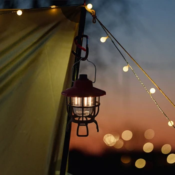 LED Camping Stan Svetlá Typu c Nabíjanie Retro Záhradné Dekorácie, Lampy, Stmievateľné s Hákom Visí Napájanie Displeja pre Vonkajšie Cestovanie