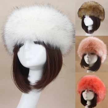 Ženy Zimné Umelú Kožušinu Hairband Prázdne Top Klobúky Módne Pevné Mäkká Našuchorený Plyšové Klobúk Earwarmer Dámy Outdoor Lyžiarske Ruskej Čiapky