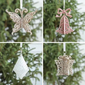 Vianočný Stromček Motýľ Výzdoba Domov Vianočný Večierok Biela Bell Prívesok Svadobné Ozdoby Na Vianočný Darček Vianočný Dekor