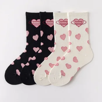 Sladká Láska Srdce Tlač Krátke Ponožky Pre Ženy, Dievča JK kórejský Jeseň Jar Mid-trubice Ponožky Príležitostné Športové Lolita Harajuku Ponožka