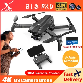 2023 Drone B18 Pro 4K Kamera Profesionálny GPS 3KM HD EIS 3-Os Gimbal Dron s Kamerou 5G WIFI Striedavé Skladacia Quadcopter