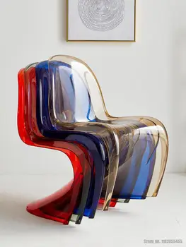 Nordic akryl stoličky jednoduché, moderné jedálenské stoličky domov operadla make-up stolice čisté červené dizajnér transparentné pandong stoličky