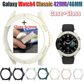 Pre Samsung Galaxy Watch4 Klasické Hodinky Kryt Prípade 42MM/46 MM Shell Náramok Krycie Sklo Film Galaxy Sledovať 4 Klasický Rám Rám