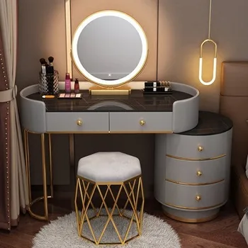 Móda Kúzlo Toaletný Stolík Make-Up Zrkadlo Európskej Luxusný Toaletný Stolík Led Svetlo Coiffeuse De Chambre Spálne Nábytok