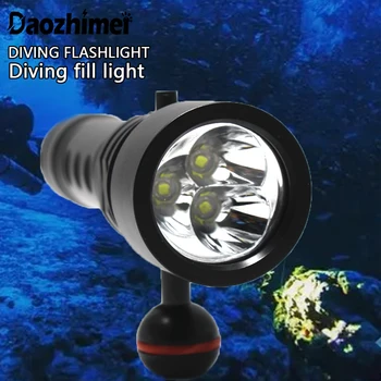 IPX8 Biele Svetlo LED Potápačská Baterka 3 XML2 Potápanie Video Fotografovanie Vodotesné Svetlo, Pochodeň, Potápať pod vodou Lampa