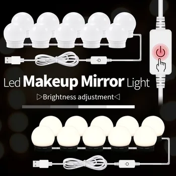 Hollywood Stmievateľné Žiarovky Kozmetické Nástenné Svietidlo LED make-up Zrkadlo Márnosť Svetlo pre Obliekanie Badroom Camping Strany