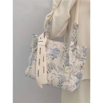 Elegantné Tote Tašky pre Ženy Kvetinové Výšivky Bežné Kabelky Veľkú Kapacitu Jemné Lady Fashion Shopping Taška cez Rameno Bolsa