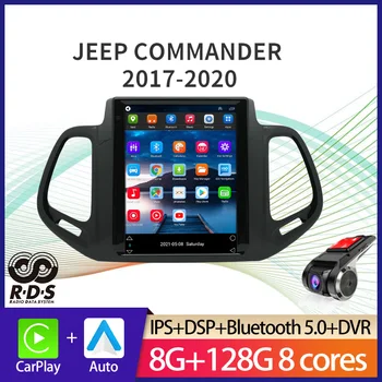 Android Auta GPS Navigácie Tesla Štýl Multimediálny Prehrávač Pre JEEP COMMANDER 2017-2020 Auto Rádio Stereo S BT, WiFi Zrkadlo Odkaz