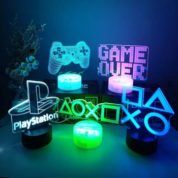 3D Herné Nastavenie RGB LED Svetlá herňa Lampa Dekorácie USB Powered Nočné Svetlo Stolové Lampy, Spálňa Decor Vianočné Svetlo