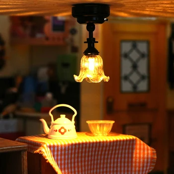 1:12 domček pre bábiky Miniatúrne LED Svietidlo Stropné svietidlo Luster Domov Osvetlenie Model Dekor Hračka Bábika Dom Príslušenstvo