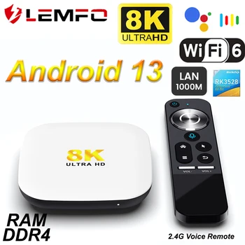 LEMFO H96Max M2 TV Box Android 13 8K 1000M LAN WiFi6 DDR4 RAM eMMC 2.4 G Hlas Diaľkové HDR10+ Android TV Box 2023