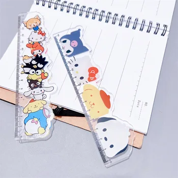 Roztomilý Sanrio Pravítko 15 cm Roztomilý Kurumi Melódie Hello Kitty Cartoon Rovné Transparentné Pravítko Študent, Meracie Nástroje, kancelárske potreby