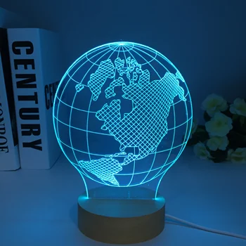 Kreatívne Zemi Svete Mapu Drevené 3D LED Lampa 7 Farieb Posteli Spálňa USB Nočné Svetlo Domov Decoracao Kis Dreva Darček Hračka Dropship