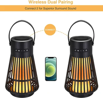 Nabíjateľné Led Outdoor Camping Lampa Reproduktor Atmosféru Simulácia Pochodeň Prenosný Reproduktor Bluetooth Nočné Svetlo Bezdrôtové