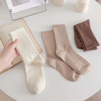 Čierne Biele Ženy Ponožky Jeseň Zima Uprostred Trubice Ponožky Kórejský Japonskej In Trend, Bavlna, Káva Retro Dizajnér Ponožky Pre Študentov