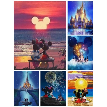 Karikatúra Disney Mickey Mouse Hrad Múr Umenia Plátno na Maľovanie Nordic Plagáty a Vytlačí Obývacia Izba Dekor obrazov na Stenu