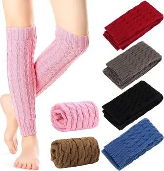 Zimné Ženy Móda Teplé Pletené Solid Leg Warmers Kolená Vysoké Háčkovanie Ponožky Boot Putá Beenwarmers