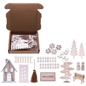 Domček pre bábiky Miniatúrne DIY Drevené Elf Dvere Bábiky Dom Nábytku Príslušenstvo Model domček pre bábiky Hračky, Vianočné Ozdoby, Dekorácie