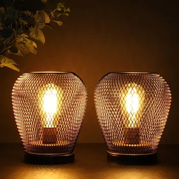 2 ks Kovové Klietky stolná Lampa LED Svietidlo Napájaný z Batérií Bezdrôtový Bezdrôtový Prízvuk Svetlá Svetlo pre Svadby Udalosti v Interiéri, Exteriéri,