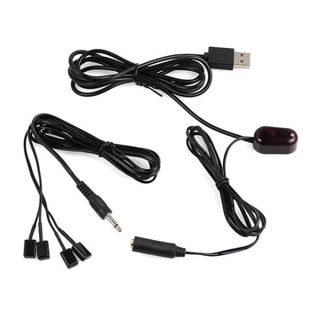 IR Diaľkové Repeater Infračervené Predlžovací Kábel 1Pc IR Prijímač + 4Pc IR Vysielač Žiariče Repeater Auta Infračervené Diaľkové USB Adatper