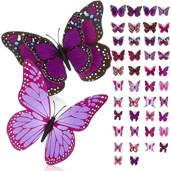 44 Ks 3D Butterfly odtlačkový aršík Nálepiek Jednej Vrstvy Steny Pvc Umelé Dekor Váza