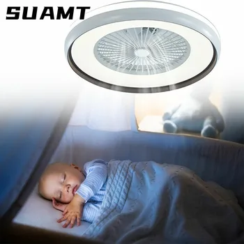 Smart Stropný Ventilátor Fanúšikov So Svetlami, Diaľkové Ovládanie Spálňa Decor Ventilator Lampa 18-Palcové Vzduchu Neviditeľné Čepele Tichým Skladacím