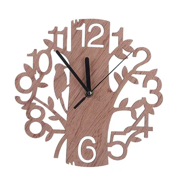 Kreatívne drevené vták nástenné hodiny obývacia izba dekoratívne nástenné hodiny tichý kreatívne nástenné hodiny