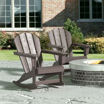 ZÁHRADNÝ Plastový Adirondack Hojdacia Stoličku pre Vonkajšie, Terasa, Veranda, kryté-altánok, Tmavo Hnedé kreslo stoličky potreby na kempovanie stolička