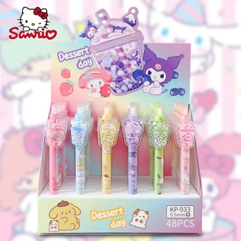 Nové Sanrio 24/48pcs Gélové Pero Kawaii Hello Kitty Moje Melódie Kuromi Mlieko Šálku Čaju Patch Stlačte Gélové Pero Naučiť Papiernictvo Veľkoobchod.