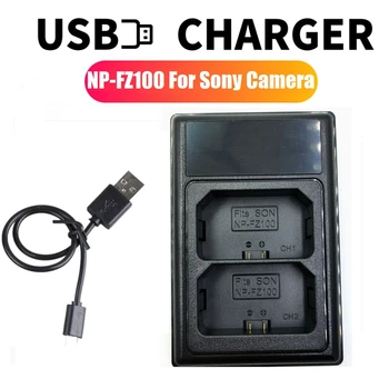 NP-FZ100 USB LCD Duálny Nabíjačka Pre Sony Kamera A7III A7RIII A7373 A7R3 A9 A7R4 A7RM4 A6500 S Typ-C Port