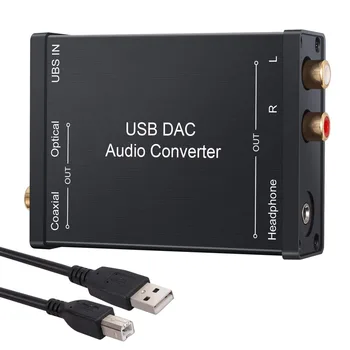 USB SPDIF Koaxiálny RCA a 3,5 mm konektor pre Slúchadlá Prevodník USB DAC Optický Zvukový Adaptér, USB DAC PCM pre Windows