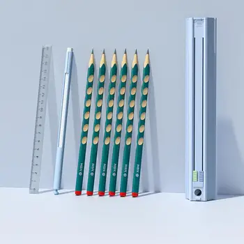 1 Nastavte Prenosné Pero Box so 6 Ceruzky Guma Pravítko Sharpener Hexagon Deti Držiak Ceruzky Prípade Kontajner Školské potreby Dary