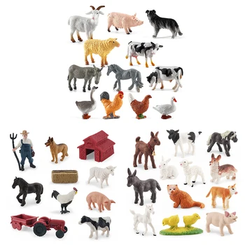 Animal Model Pohyblivé Figúrky Mini Simulácia Zvierat, Voľne Žijúcich Živočíchov Kura, Kačica, Hus Krava Socha Záhrade Pieskovisko Domáce Dekorácie