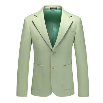 Nové Muži Móda Gentleman Business Bežné Britský Štýl Priedušná Vlna Kórejská Verzia Pekný Slim Svadobné Zelené Sako Hosť