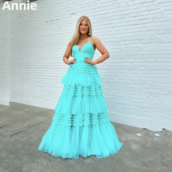 Annie Ručné Organza Šaty Na Ples Rozstrapatené Multi-vrstvený Večerné Šaty Modrej Nádherné Svadobné Šaty 2023 Vestidos De Noche