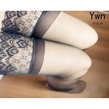 Satin Sexy 3D Čipky Non-Slip Silicone Stehna Vysoké Ponožky Anti-Prelievanie Pančuchy Prírodné Hodvábne a Očarujúce Výber