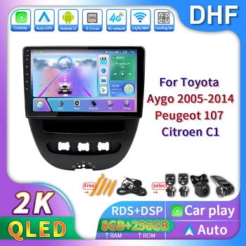 Navigácia GPS Android 12 Multimediálny Prehrávač Pre Toyota Aygo 2005 2006 2007 2008 - 2014 Peugeot 107 Citroen C1 Carplay autorádia