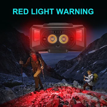 6 Režimov Pohybový Senzor LED Svetlomet Baterka USB Nabíjateľné Nepremokavé Camping Vedúci svetlo Beží Rybárske svetlomet