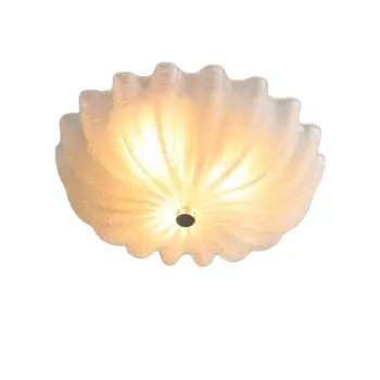 Francúzsky shell skleného stropu svetlá moderný Americký štýl spálňa, šatňa lampa biela loft dekoratívne stropné lampy, osvetlenie