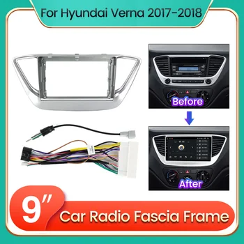 9 Palcový 2din Auto Fascia pre Hyundai Verna 2017-2018 Double Din Auto Frame Panel Nainštalovať Panel Výbava Refitting Auta