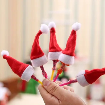 10pcs/veľa Vianočné Čiapky Mini Santa Claus Dekor Taška Domov Sklenené Fľaše Spp Príbory, Držiak, Vianočné Dekorácie Nový Rok Party Dodávky