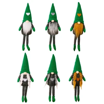Vianočné Zelené Pletené Klobúk Gnome Dekoratívne Nový Rok, Narodeniny, Party Dekor W3JE