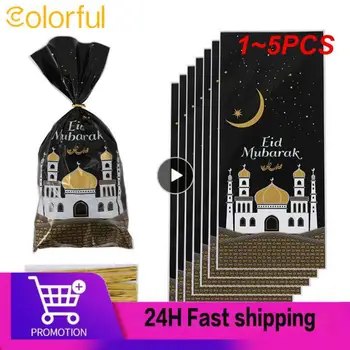 1~5 KS Eid Mubarak Darčekové Tašky Plastové Cookie Candy Bag Ramadánu Kareem Dekor 2023 Islamskej Strany Moslimských Dodávky Eid Al-fitr Darček