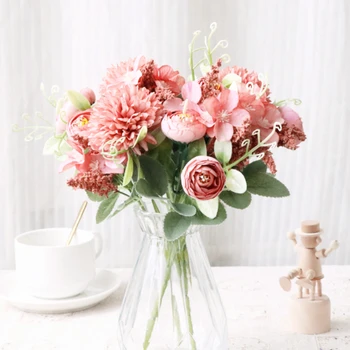 Biely Čaj Rose Umelého Hodvábu Kvetov na Jeseň Vysokej Kvality DIY Svadobné Domov Obývacia Izba Dekorácie Falošné Kvet Skúmie Kytice