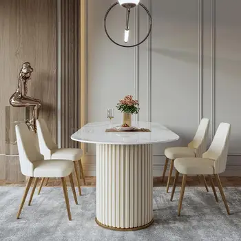 Večera Luxusný Jedálenský Stôl Nastaviť Výstižný Dizajn Konzoly Golden Rock Luxusný Mramoru Jedálenský Stôl Mobile Muebles De Cocina Domova