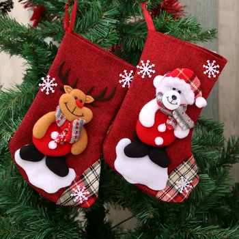 Nové Vianočné Pančuchy Ponožky Darček Candy Bag Snehuliak Santa Elk Vzor Vianočný Strom Visí Ozdoby Strany Doma Krb Dekorácie